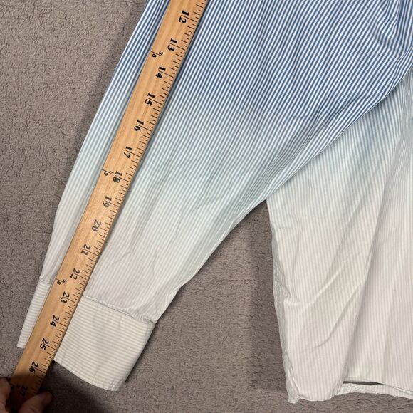 Tommy Bahama Pima Cotton Button Down Shirt Blue White Stripe Mens Size 2XL Ombre - Picture 9 of 13